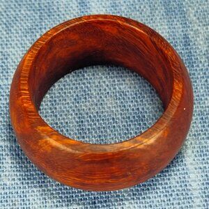 Domed Hardwood Ring Made from Briarwood - Size 8.5 (US)